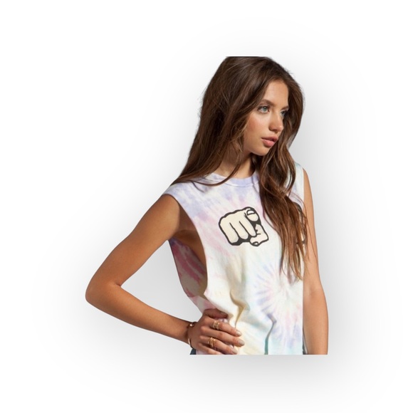 HTF: new UNIF ☮︎︎ Emoji You Suck Muscle Tee T Shirt ☮︎︎ Pastel Tie Dye ☮︎︎ Small - Picture 13 of 14